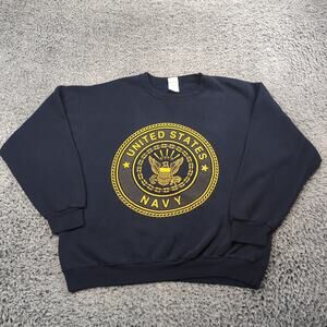 Vintage Soffe US Navy Sweater Adult Large Blue Sweatshirt Pullover USA Made Crew